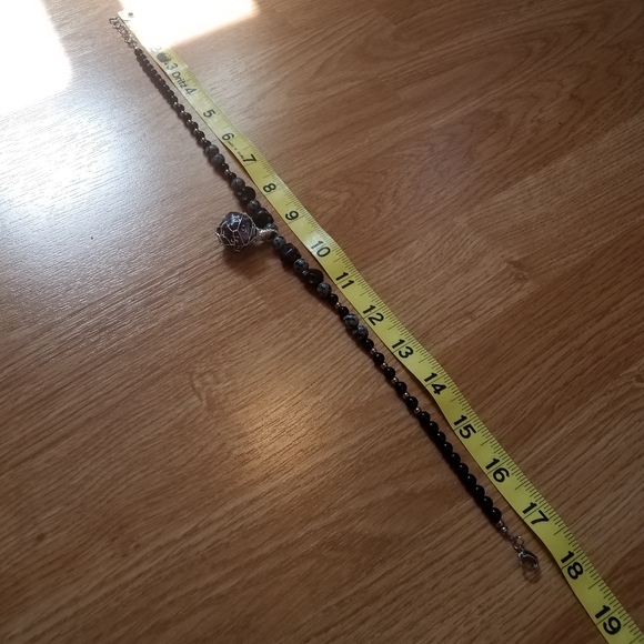 D20 Tourmaline Snowflake Obsidian Necklace - Picture 13 of 16